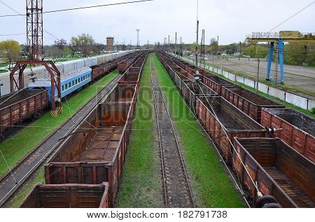 A Huge Number Empty Freight Cars Are In The Pavlograd Railway Depot