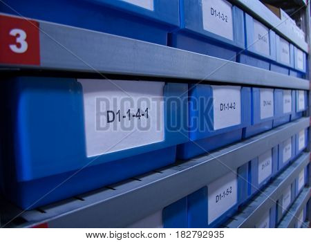 numbered locations in the warehouse blue plastic