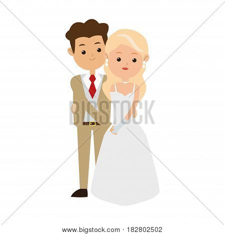 wedding couple cartoon icon over white background. colorful design. vector illustration