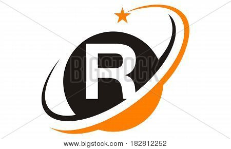 This image describe about Star Swoosh Letter R
