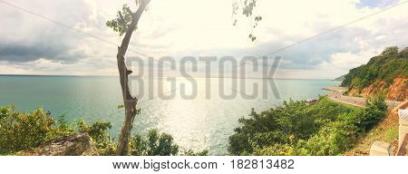 Beautiful curve road side mountain view - Noen-nangphaya view point