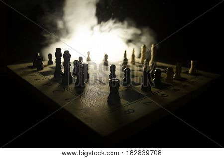 Chess Board Game Concept Of Business Ideas And Competition And Strategy Ideas Concep. Chess Figures