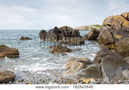 Rocky bay close to Cemaes Bay in Anglesey North Wales