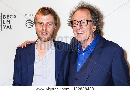 NEW YORK, NY - APRIL 20: Actors Johnny Flynn and Geoffrey Rush attend the 'Genius' Premiere during the 2017 Tribeca Film Festival at BMCC Tribeca PAC on April 20, 2017 in New York City.