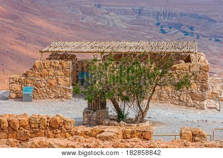 view of the ruins of the historic fortress of Masada