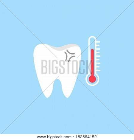 Sensitive tooth flat icon, Dental and medicine, temperature tooth vector graphics, a colorful solid pattern on a blue background, eps 10.