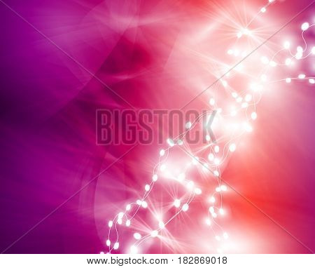 Colourful Glowing Christmas Lights And Greeting Card. Vector illustration
