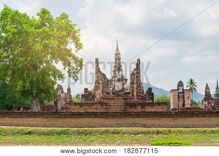 old buddha and pagoda at Sukhothai Historical ParkThailand