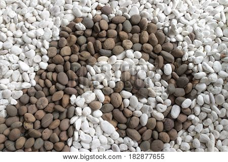 top view of white and brown rocks as background in japanese garden