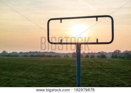 Frame of a sign during sunset in Krefeld, Germany