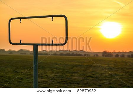 Frame of a sign during sunset in Krefeld, Germany