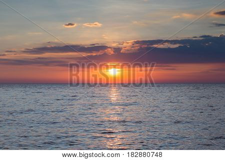 Sunset over coastline skyline nautral landscape background