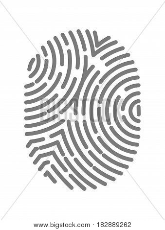 Fingerprint type with circular line signs isolated on white background vector illustration in flat design. Black dactylogram, person identification mark for documents, personal identity symbol