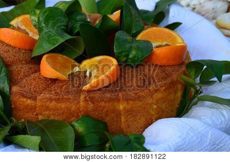 A Home made whole testy orange cake