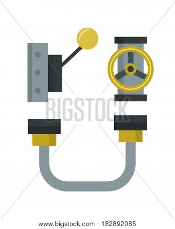 Part of machinery flat icon manufacturing work detail design gear mechanical equipment industry technical engine. Vector technology element engineering metallic factory tool.