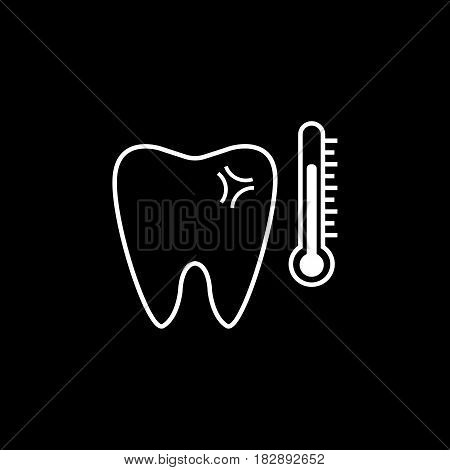 Sensitive tooth line icon, Dental and medicine, temperature tooth vector graphics, a linear pattern on a black background, eps 10.