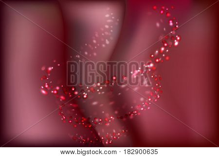 Red dark shiny sparkle background and swirl bokeh light horizontal background and empty place for objects. Gradient mesh. Vector illustration stock vector.