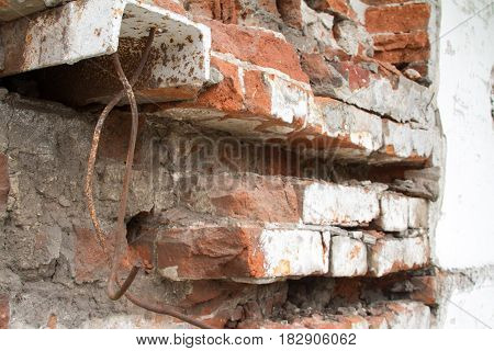 vintage background texture old masonry stone bricks on the ancient cement with cracks