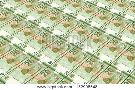 Azerbaijan manat bills stacked background. 3D illustration.