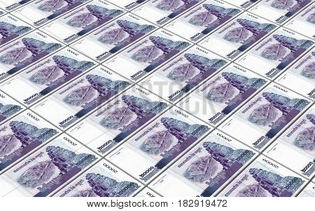 Cambodia riels bills stacked background. 3D illustration.