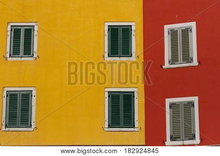 Red and yellow wall traditional mediterranean arcitecture
