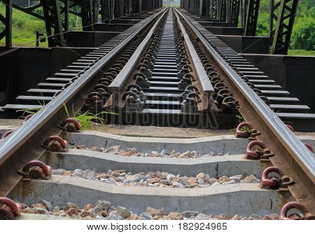 railway bridge across the river select focus with shallow depth of field.