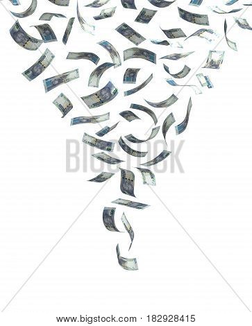 Flying South African Rand (isolated with clipping path) 3D Rendering