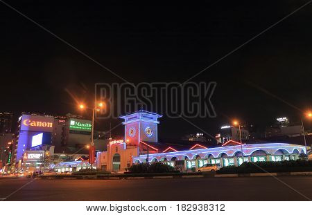 HO CHI MINH CITY VIETNAM - NOVEMBER 25, 2016: Ben Thanh night market.