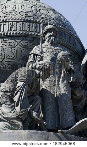 The sculpture of Ivan III on the monument 