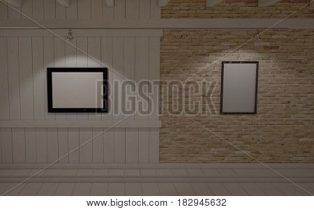 Brick & Wood Wall Display - Blank Frames & Canvas
