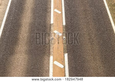 Overhead View of UK Motorway Road Sunny Day.