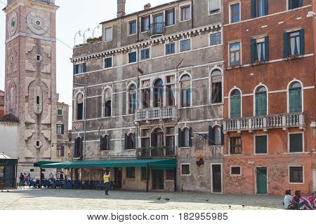 Tourists Near Campanile Of Santa Maria Formosa