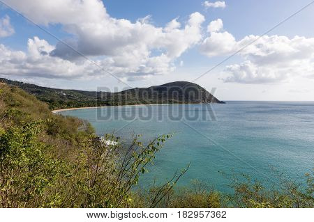 View of the great bay at Deshaies, Basse-Terre, Guadeloupe