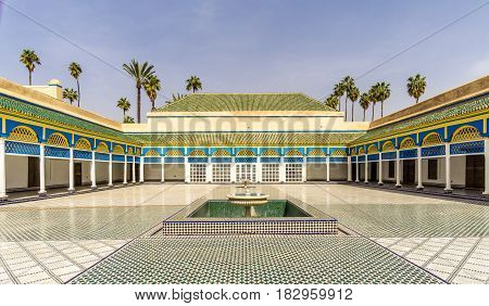 Courtyard of the Bahia palace in Marrakesh Morocco