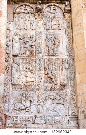 Bas-relief On Gate Of Basilica Di San Zeno