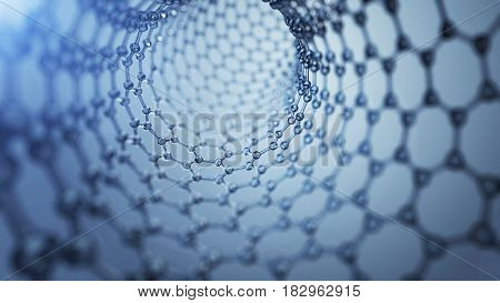 3d illusrtation of graphene molecules. Nanotechnology background illustration