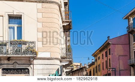 Apartment Houses On Street In Verona City