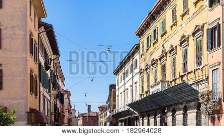 Apartment Houses On Street In Verona City