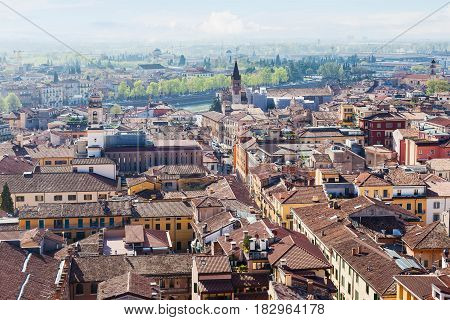Above View Of Verona City With Adige River