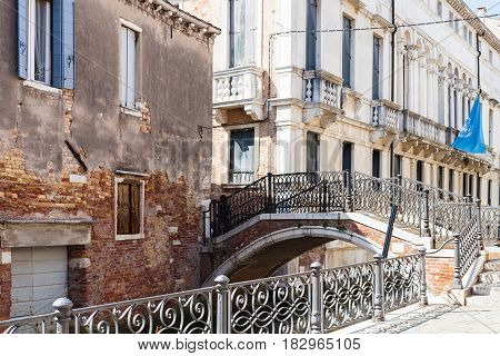 Bridge Over Canal Rio De San Severo In Venice