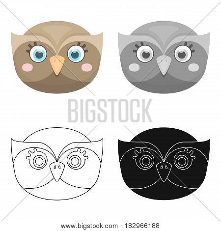 Owl muzzle icon in cartoon design isolated on white background. Animal muzzle symbol stock vector illustration.