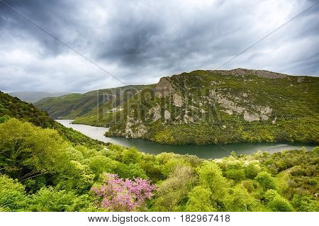 distant view on Aliakmon river in North Greece, HDR from three shots