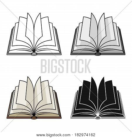 Opened book icon in cartoon design isolated on white background. Books symbol stock vector illustration.