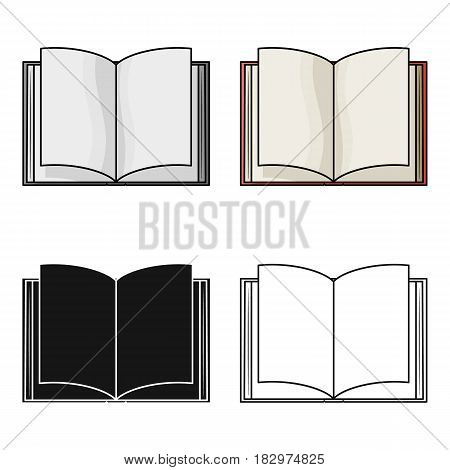 Opened book icon in cartoon design isolated on white background. Books symbol stock vector illustration.