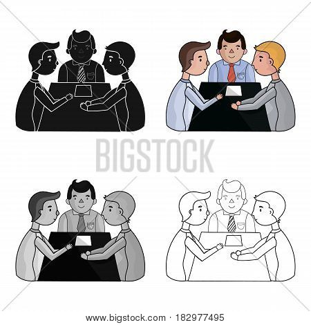 Conference icon in cartoon design isolated on white background. Conference and negetiations symbol stock vector illustration.