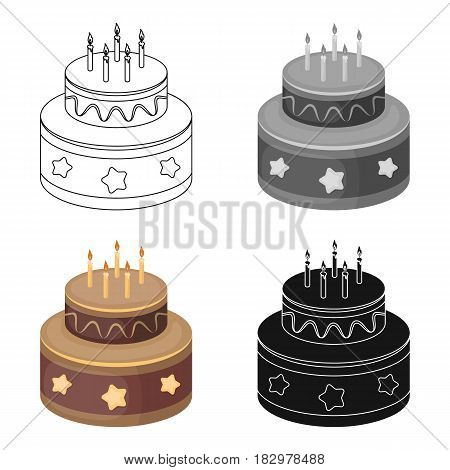 Chocolate cake with stars icon in cartoon design isolated on white background. Cakes symbol stock vector illustration.