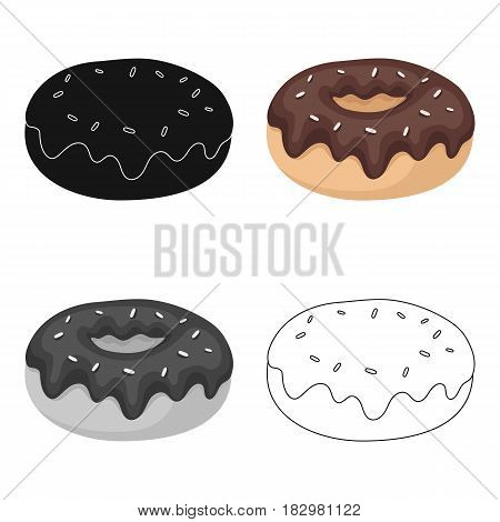 Donut with chocolate glaze icon in cartoon design isolated on white background. Chocolate desserts symbol stock vector illustration.