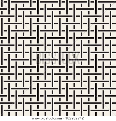 Seamless woven stripes lattice pattern. Modern stylish texture. Repeating abstract background with interlacing lines. Simple monochrome grid