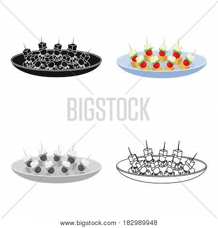 Canape on the plate icon in cartoon style isolated on white background. Event service symbol vector illustration.