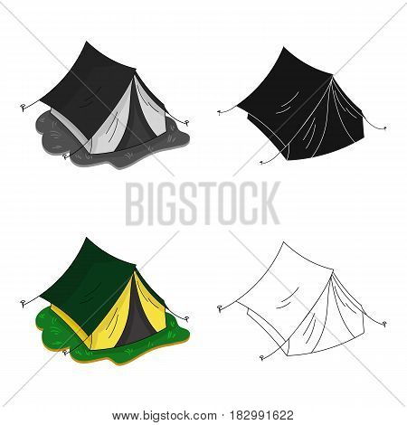 Yellow tent icon in cartoon design isolated on white background. Family holiday symbol stock vector illustration.